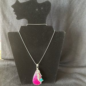 Pink Solar Agate Silver Mermaid Pendant NWOT